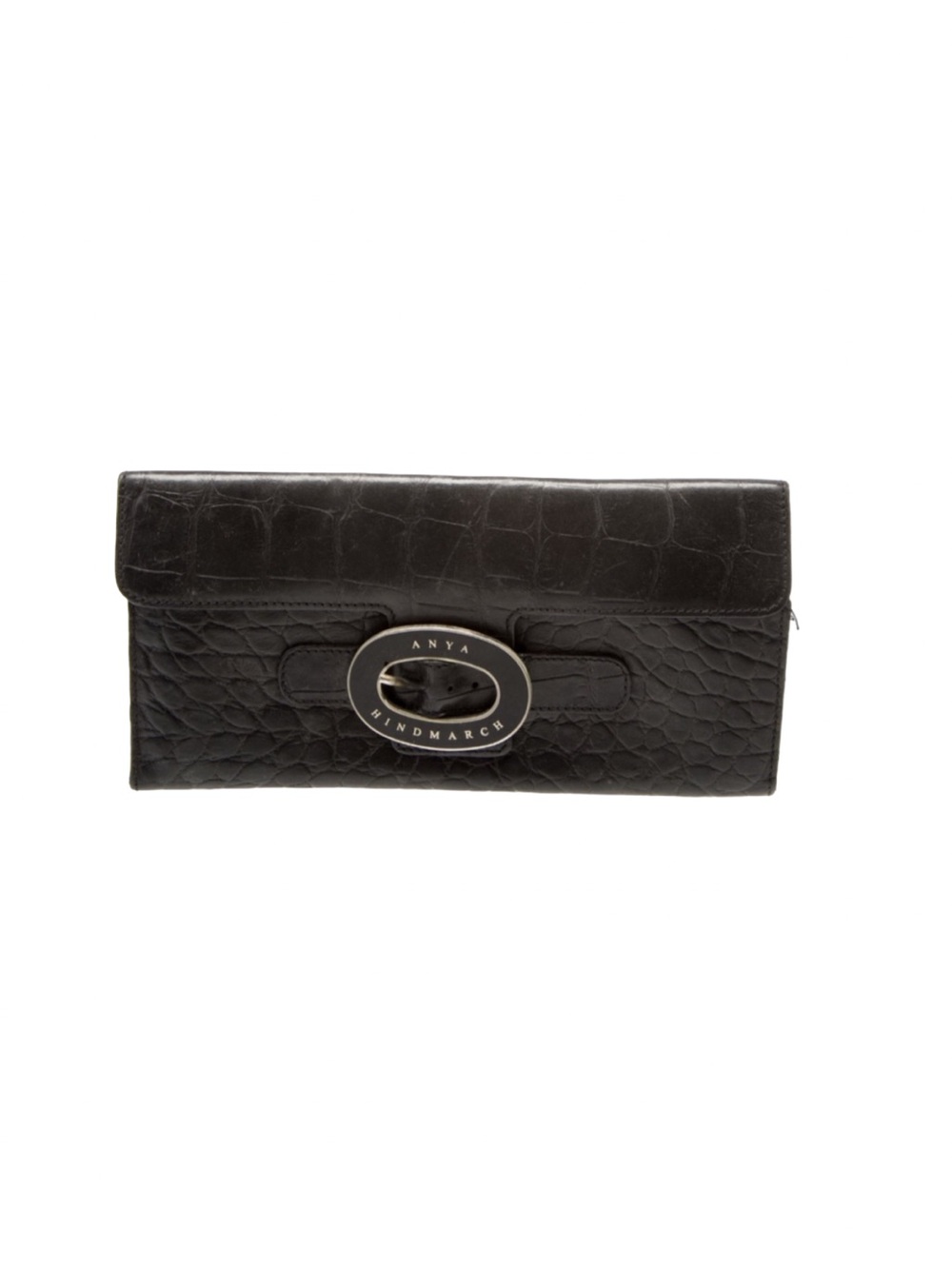 Anya Hindmarch Embossed Leather Buckle Clutch Travel Wallet Beautiful